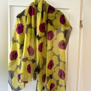 Marimekko Moss-green and Fuschia Wool Scarf